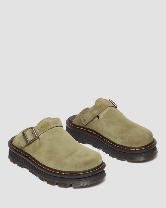 Mules Plateformes Zebzag Casual en Daim A Brides Olive